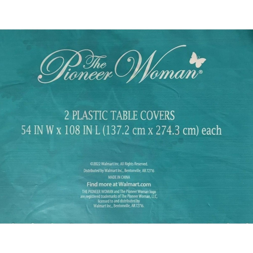 2 The Pioneer Woman Christmas Tree Plastic Table Covers 54x108 Red Dot & Gingham - Picture 4 of 11